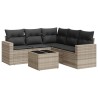 Salon de jardin 6 pcs avec coussins gris clair résine tressée 