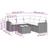 Salon de jardin 6 pcs avec coussins gris clair résine tressée 