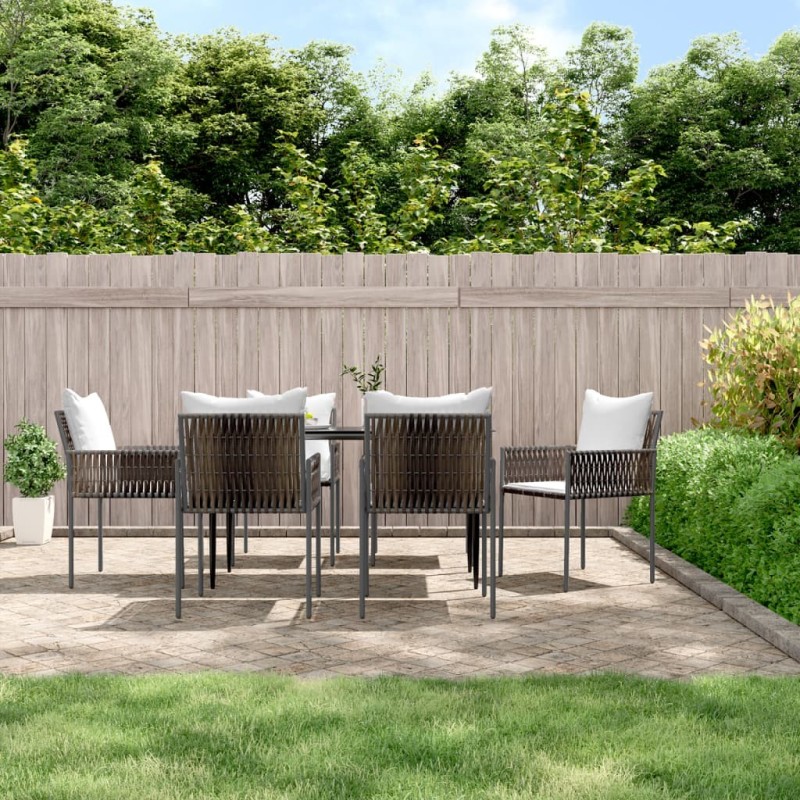 Chaises de jardin et coussins lot de 6 marron 54x61x83 cm rotin 