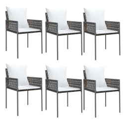 Chaises de jardin et coussins lot de 6 marron 54x61x83 cm rotin 