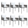 Chaises de jardin et coussins lot de 6 marron 54x61x83 cm rotin 