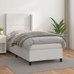 Sommier à lattes de lit avec matelas Blanc 90x190 cm Similicuir 