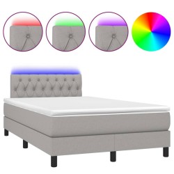 Sommier à lattes de lit matelas LED Gris clair 120x200 cm Tissu 