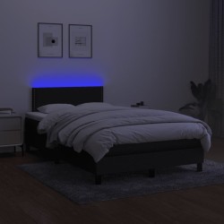 Sommier à lattes de lit matelas et LED noir 120x190 cm tissu 