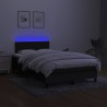 Sommier à lattes de lit matelas et LED noir 120x190 cm tissu 