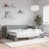 Lit de jour avec gigogne et matelas gris clair 80x200 cm tissu 