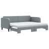 Lit de jour avec gigogne et matelas gris clair 80x200 cm tissu 