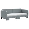Lit de jour avec gigogne et matelas gris clair 80x200 cm tissu 