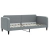 Lit de jour avec gigogne et matelas gris clair 80x200 cm tissu 