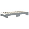 Lit de jour avec gigogne et matelas gris clair 80x200 cm tissu 