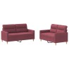Ensemble de canapés 2 pcs avec coussins Rouge bordeaux Tissu 