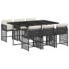 Ensemble à manger de jardin coussins 7pcs Noir Résine tressée 