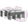 Ensemble à manger de jardin coussins 7pcs Noir Résine tressée 
