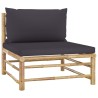 Salon de jardin 6 pcs avec coussins gris foncé bambou 