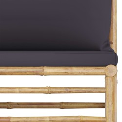 Salon de jardin 6 pcs avec coussins gris foncé bambou 