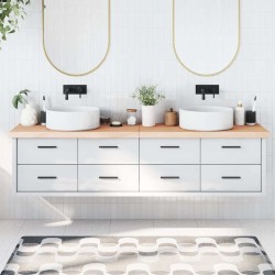 Comptoir de salle de bain 200x60x(2-6)cm bois massif non traité 