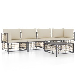 Salon de jardin 5 pcs avec coussins anthracite résine tressée 