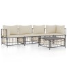 Salon de jardin 5 pcs avec coussins anthracite résine tressée 