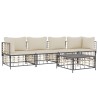 Salon de jardin 5 pcs avec coussins anthracite résine tressée 