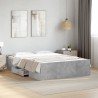 Cadre de lit avec tiroirs sans matelas gris béton 135x190 cm 