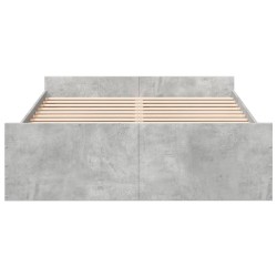Cadre de lit avec tiroirs sans matelas gris béton 135x190 cm 
