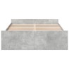 Cadre de lit avec tiroirs sans matelas gris béton 135x190 cm 