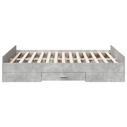 Cadre de lit avec tiroirs sans matelas gris béton 135x190 cm 