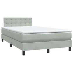 Sommier à lattes de lit et matelas gris clair 120x210cm velours 