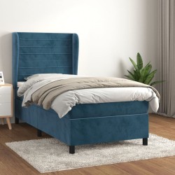 Sommier à lattes de lit avec matelas Bleu foncé 90x200 cm 