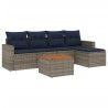 Salon de jardin 6 pcs avec coussins gris résine tressée 