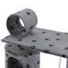 Arbre à chat avec griffoir en sisal 140 cm Gris Motif de pattes 