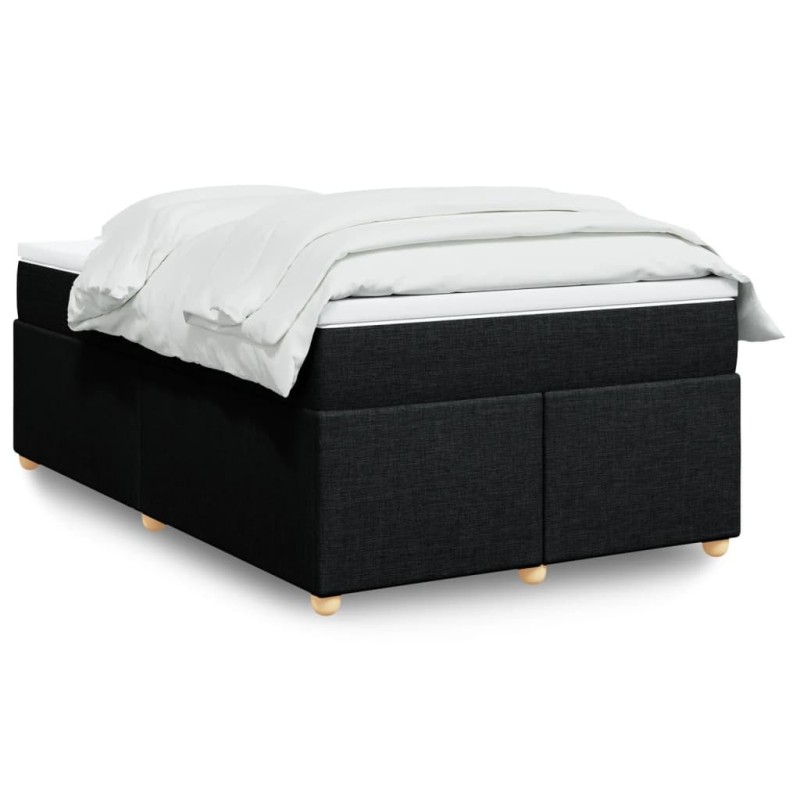 Sommier à lattes de lit avec matelas noir 120x190 cm tissu 