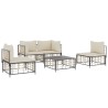 Salon de jardin 5 pcs avec coussins anthracite résine tressée 
