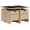 Ensemble à manger de jardin coussins 5 pcs mélange beige rotin 