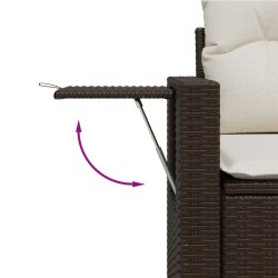 Salon de jardin avec coussins 6 pcs marron résine tressée 