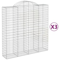 Paniers à gabions arqués 3 pcs 200x50x200/220 cm Fer galvanisé 