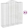 Paniers à gabions arqués 3 pcs 200x50x200/220 cm Fer galvanisé 