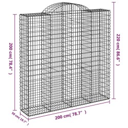 Paniers à gabions arqués 3 pcs 200x50x200/220 cm Fer galvanisé 