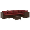 Salon de jardin 6 pcs avec coussins Marron Résine tressée 