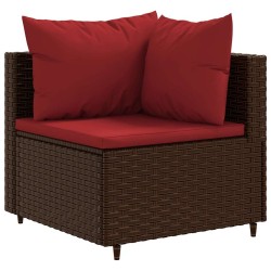 Salon de jardin 6 pcs avec coussins Marron Résine tressée 