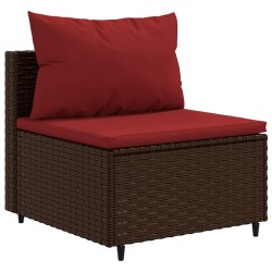 Salon de jardin 6 pcs avec coussins Marron Résine tressée 