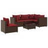Salon de jardin 6 pcs avec coussins Marron Résine tressée 
