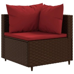Salon de jardin 6 pcs avec coussins Marron Résine tressée 