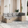 Salon de jardin avec coussins 6pcs mélange beige résine tressée 