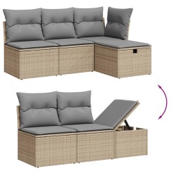 Salon de jardin avec coussins 6pcs mélange beige résine tressée 
