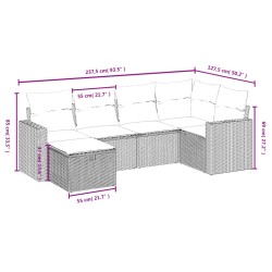 Salon de jardin avec coussins 6pcs mélange beige résine tressée 