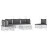 Salon de jardin avec coussins 6 pcs blanc acier 