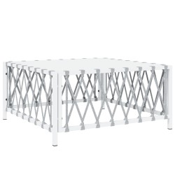 Salon de jardin avec coussins 6 pcs blanc acier 