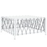 Salon de jardin avec coussins 6 pcs blanc acier 