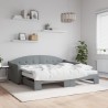 Lit de jour avec gigogne et matelas gris clair 90x190 cm tissu 